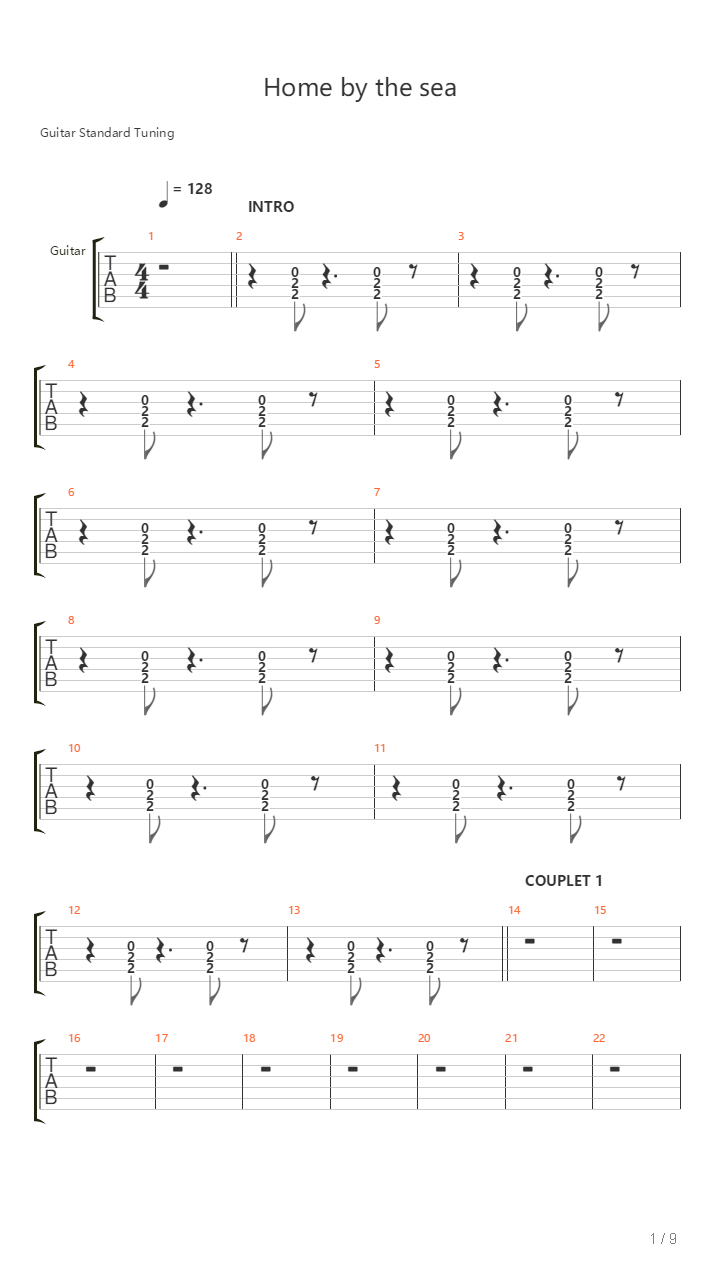 Home By The Sea吉他谱