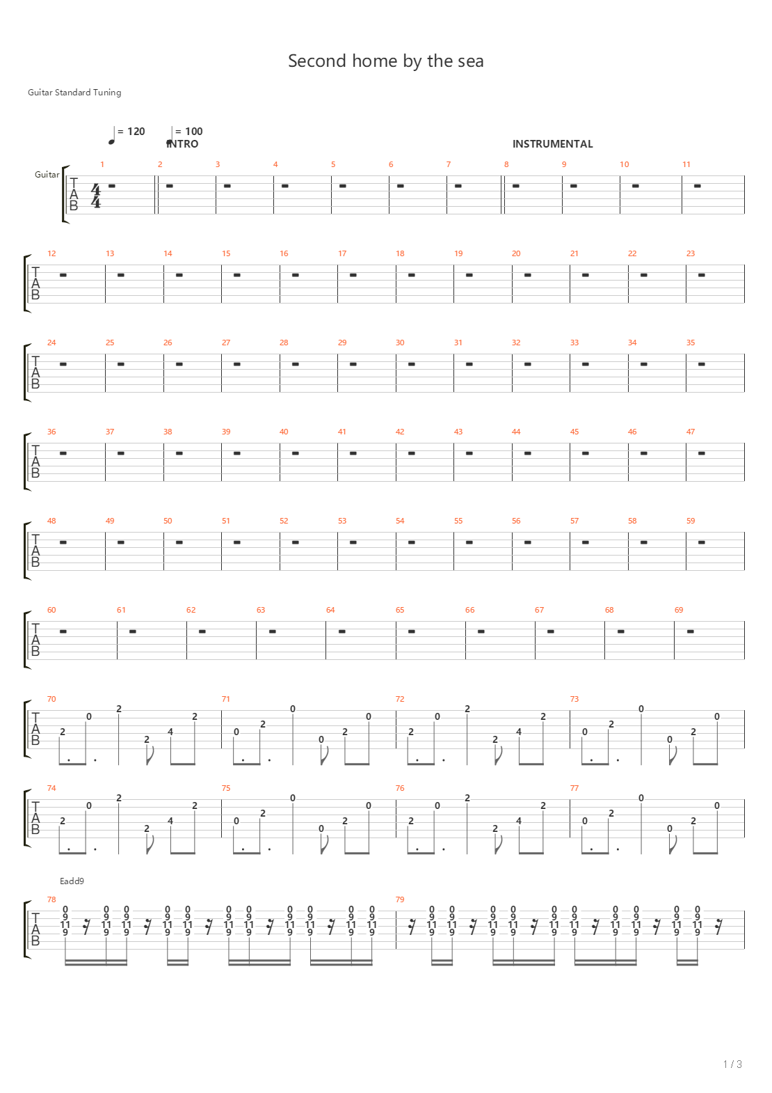 Second Home By The Sea吉他谱