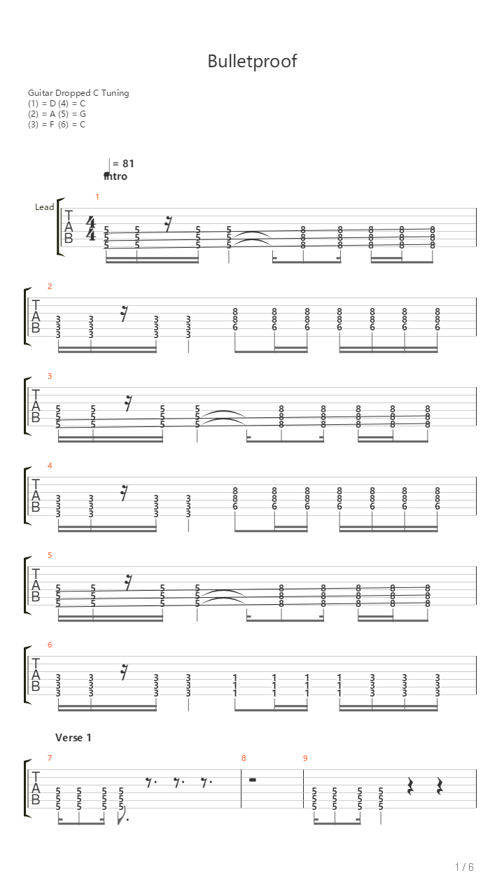 Bulletproof吉他谱