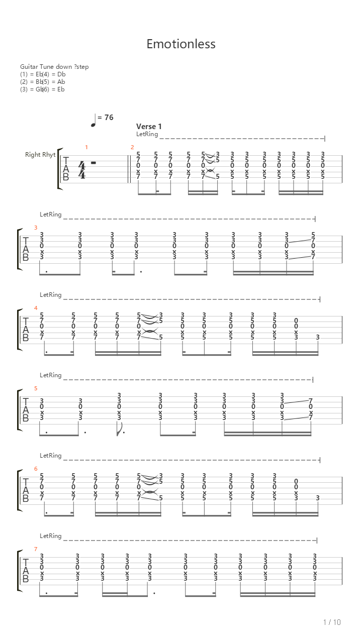 Emotionless吉他谱