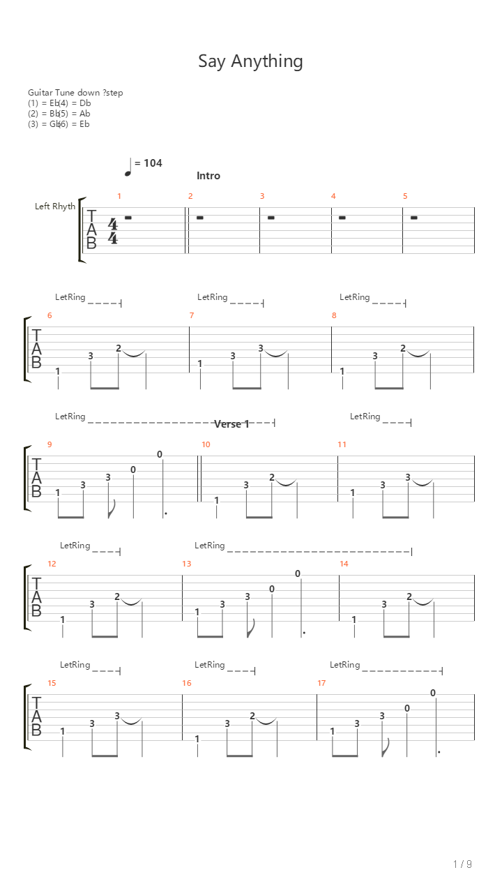 Say Anything吉他谱