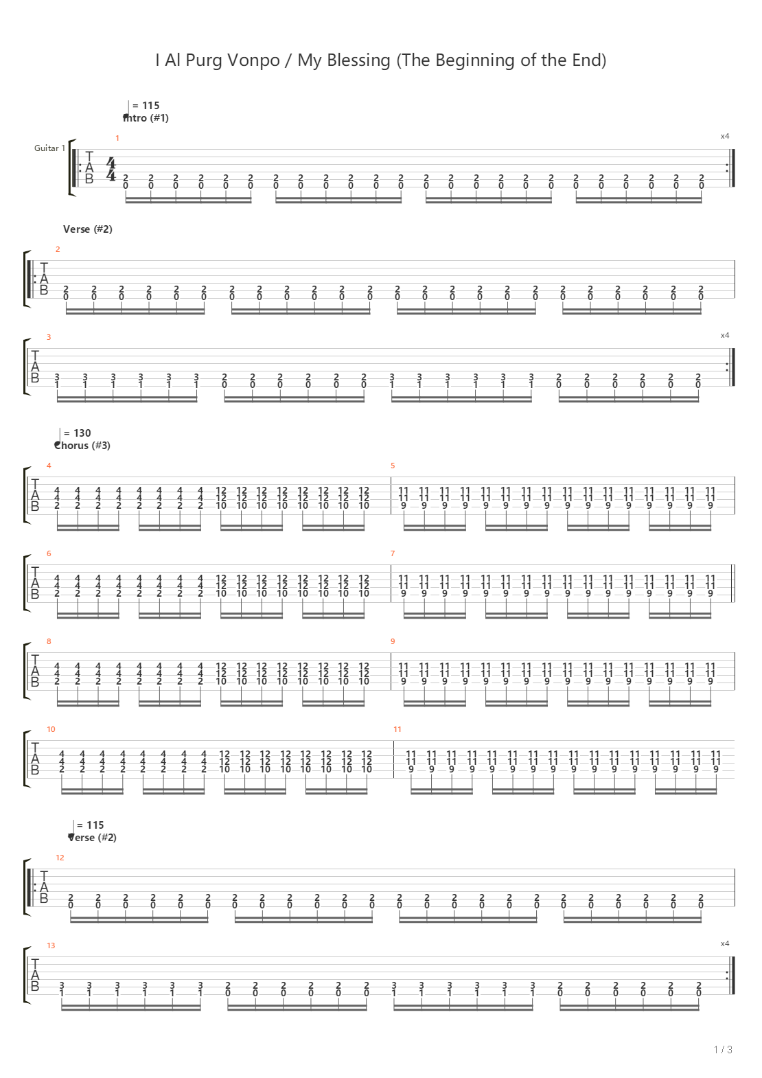 I Al Purg Vonpo  My Blessing The Beginning Of The End吉他谱