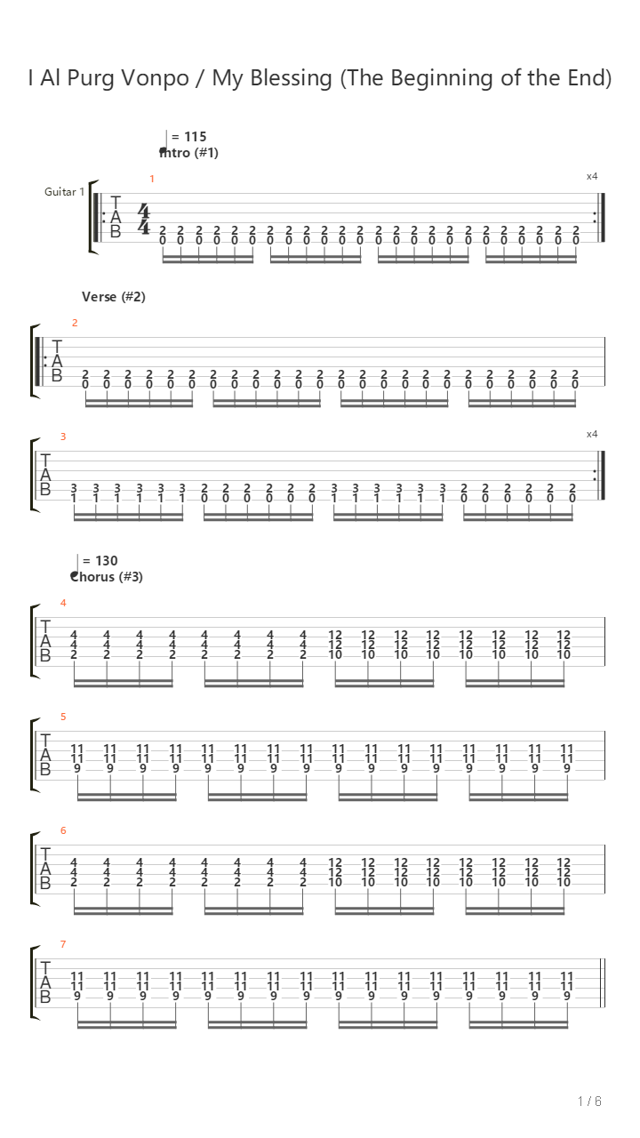 I Al Purg Vonpo  My Blessing The Beginning Of The End吉他谱