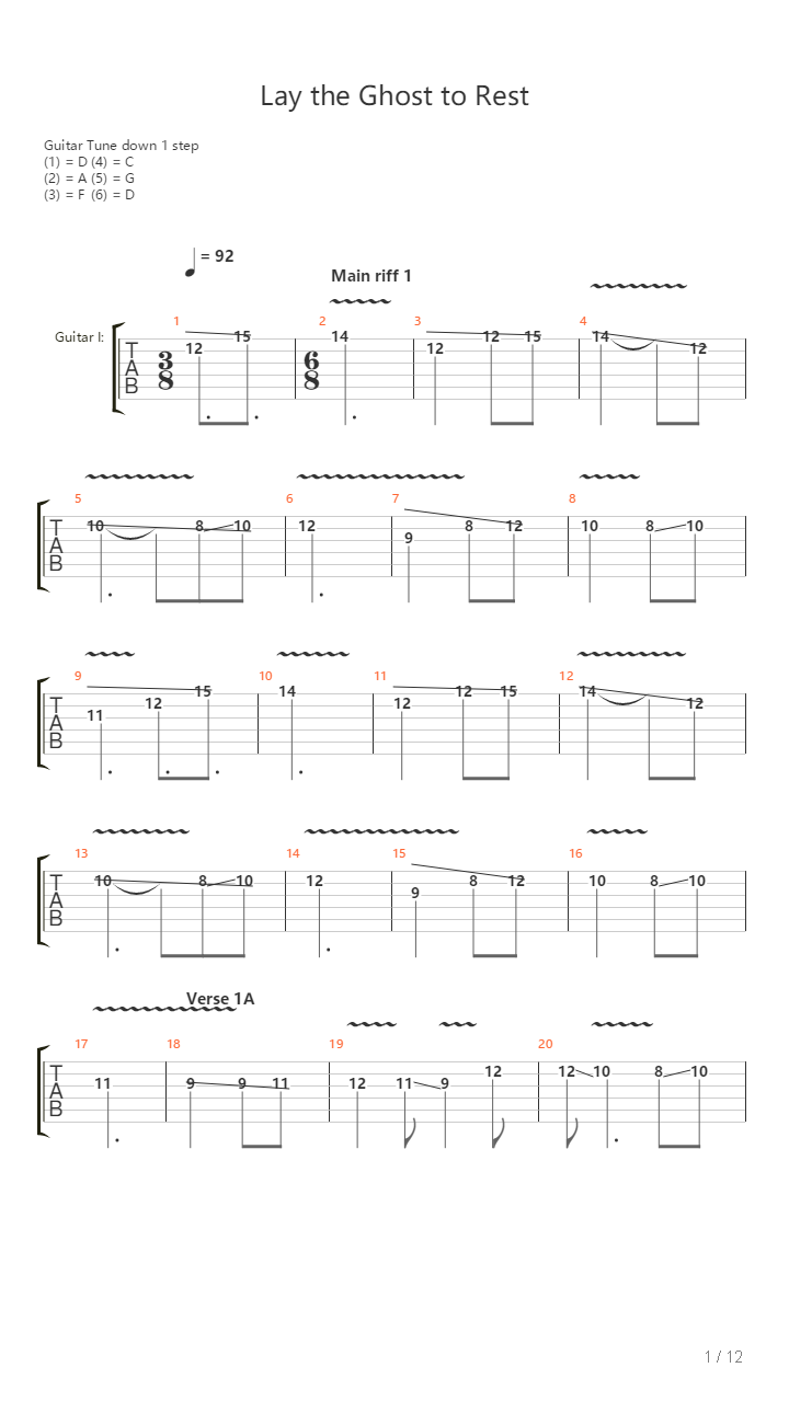 Lay The Ghost To Rest吉他谱