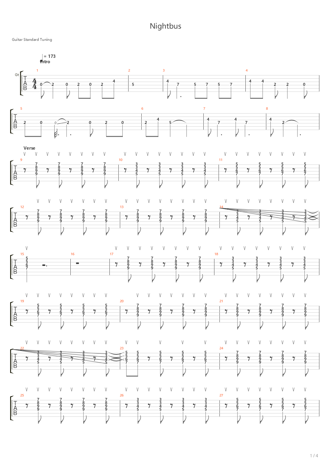 Nightbus吉他谱