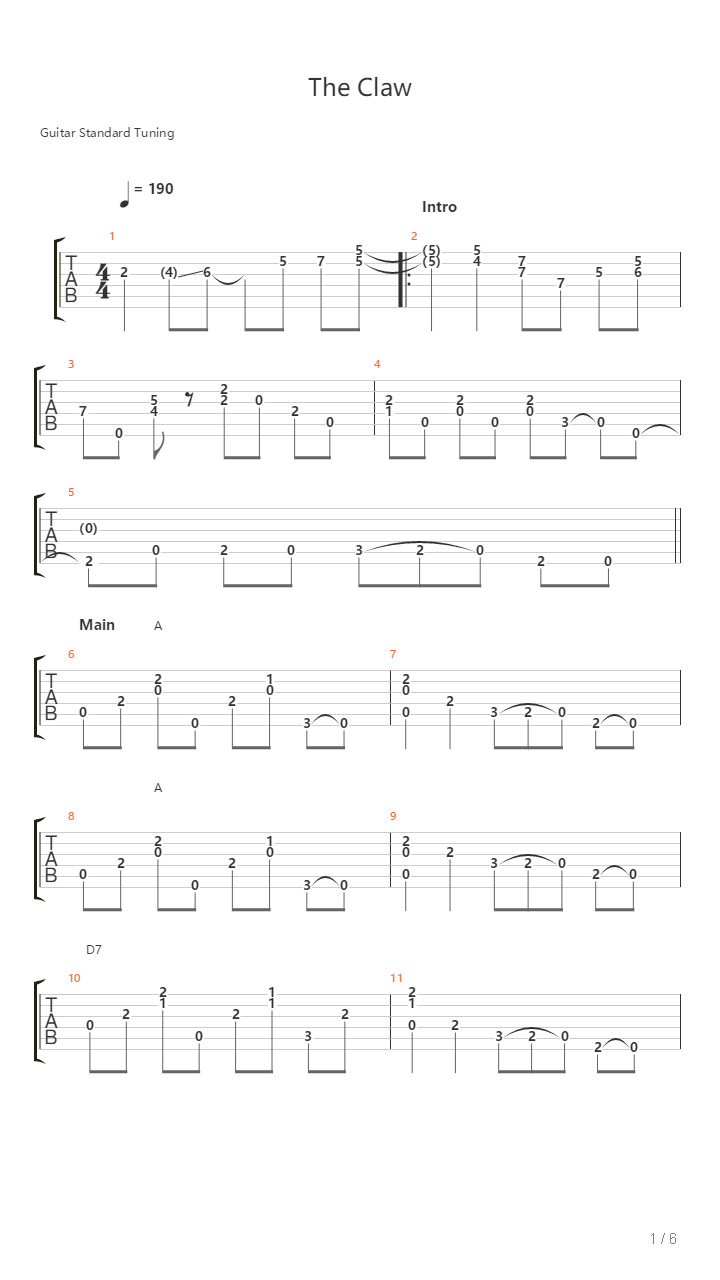 The Claw吉他谱