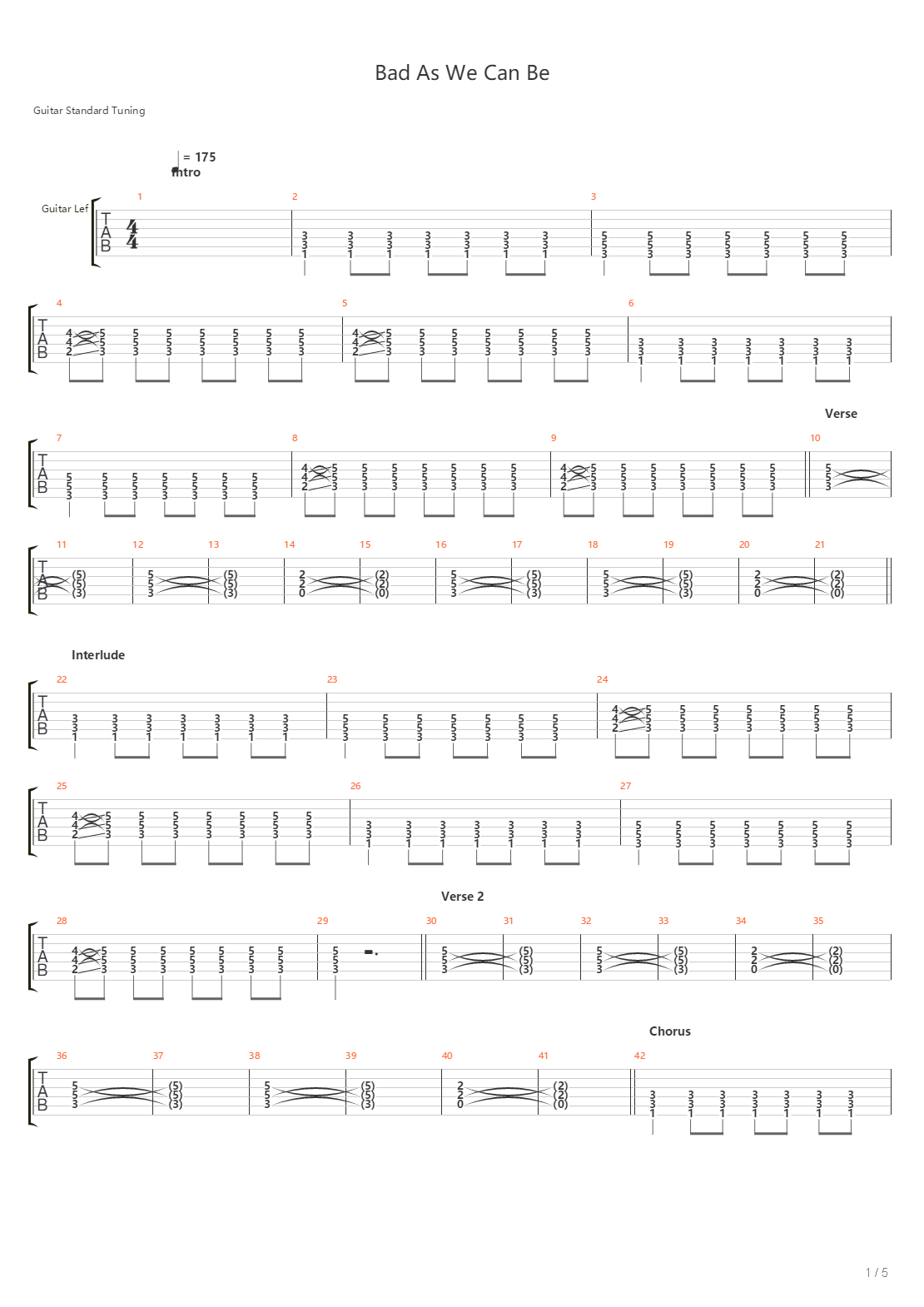 Bad As We Can Be吉他谱