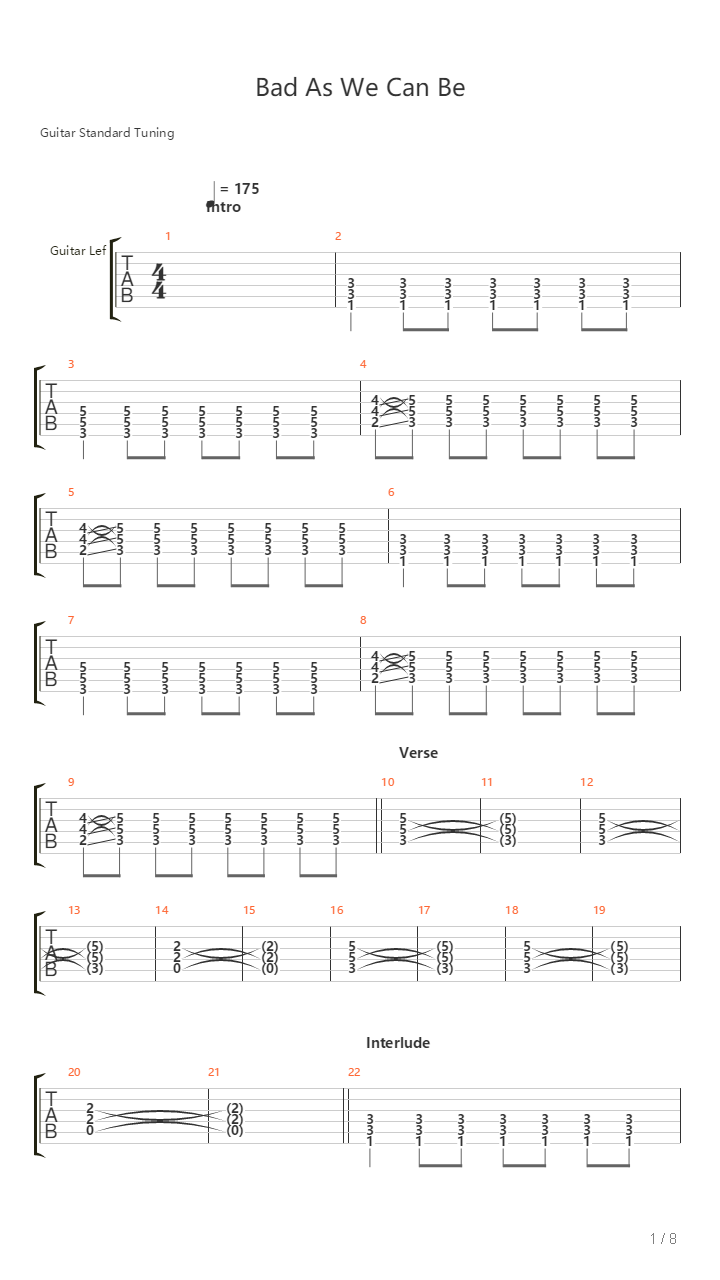 Bad As We Can Be吉他谱