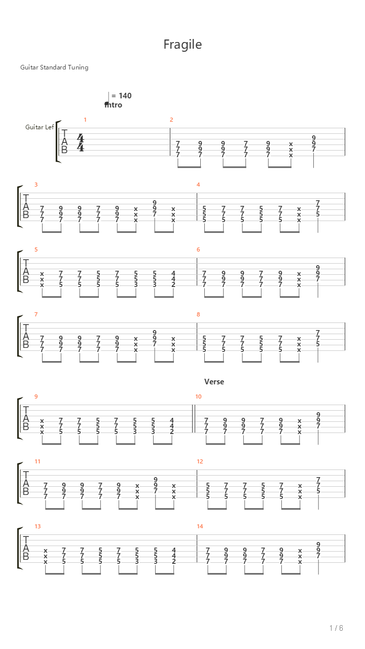 Fragile吉他谱