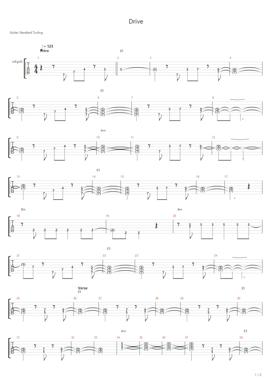 Drive吉他谱