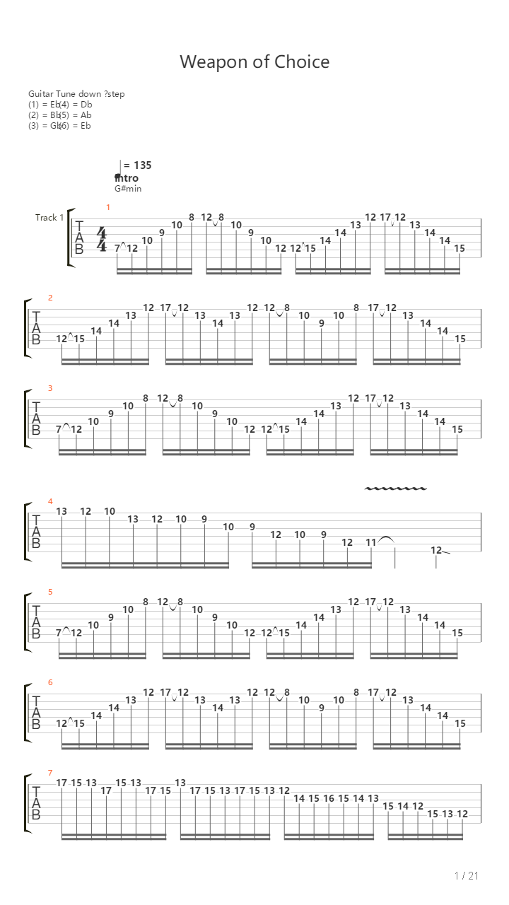 Weapon Of Choice吉他谱