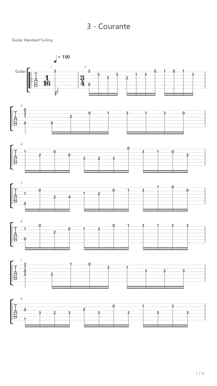 Cello Suite No 2 - Courante吉他谱