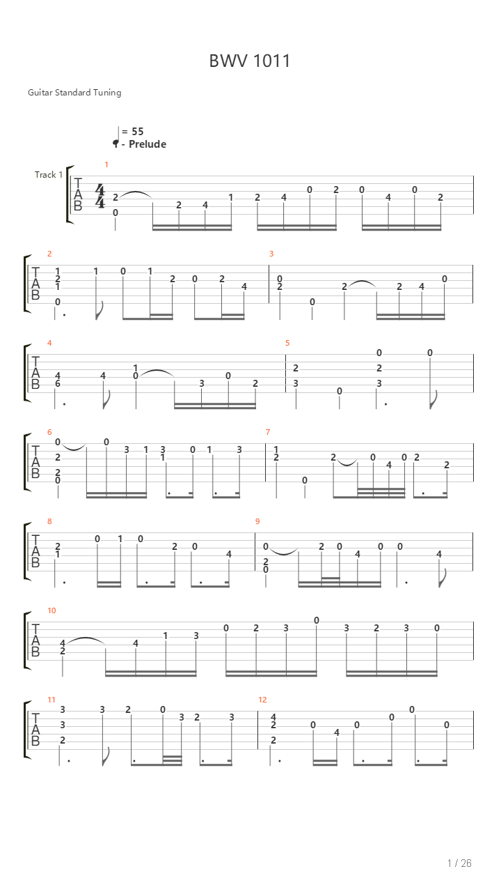 Cello Suite No 5吉他谱