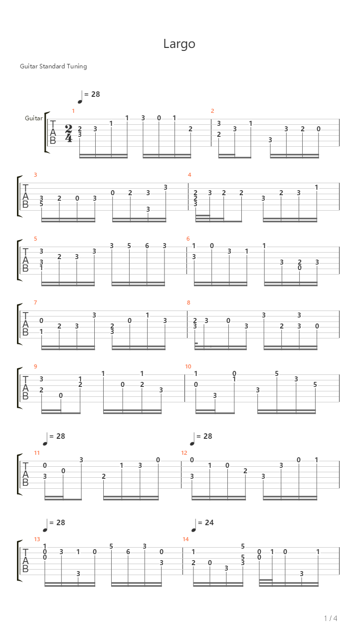 Violin Sonata No 3 Bwv 1005 Largo吉他谱