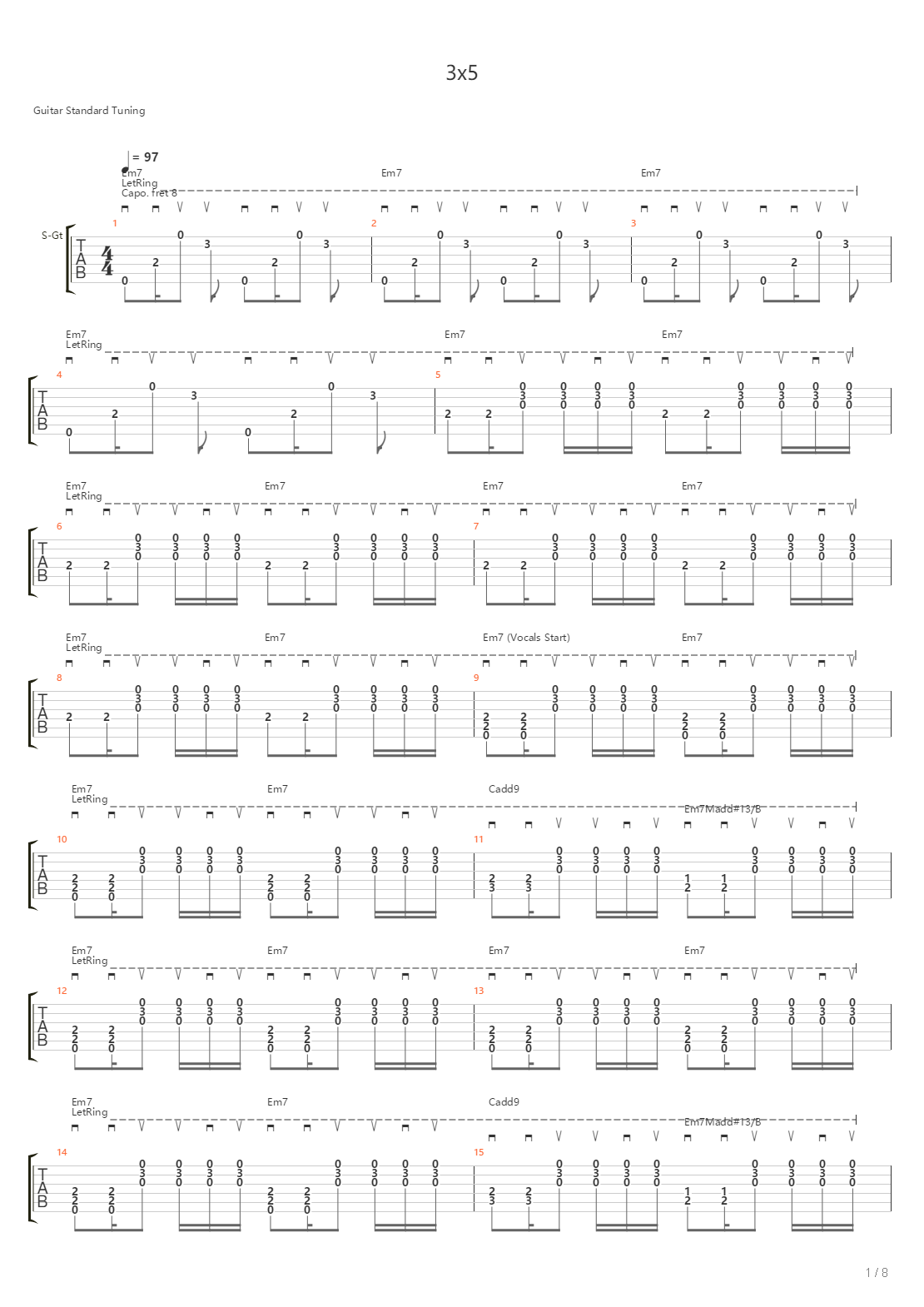 3X5吉他谱