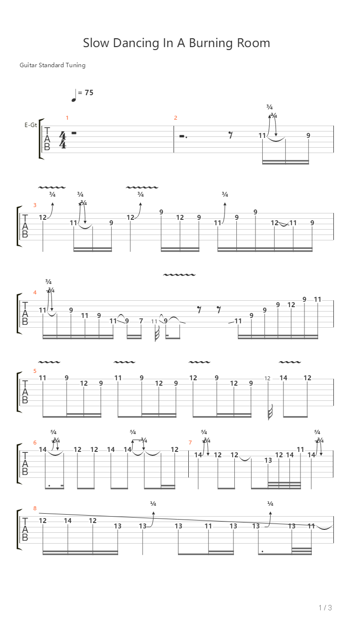 Slow Dancing In A Burning Room吉他谱