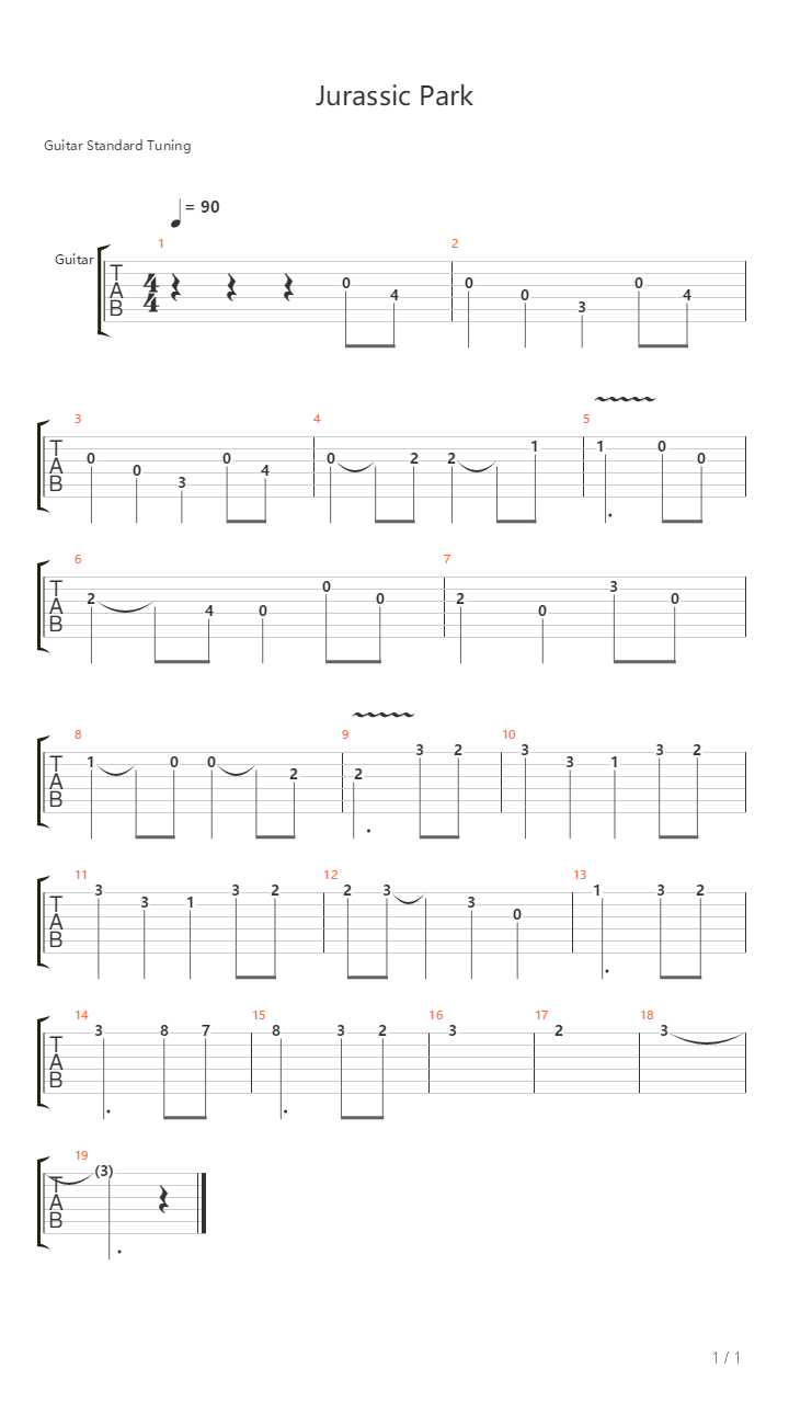 Jurassic Park Theme吉他谱