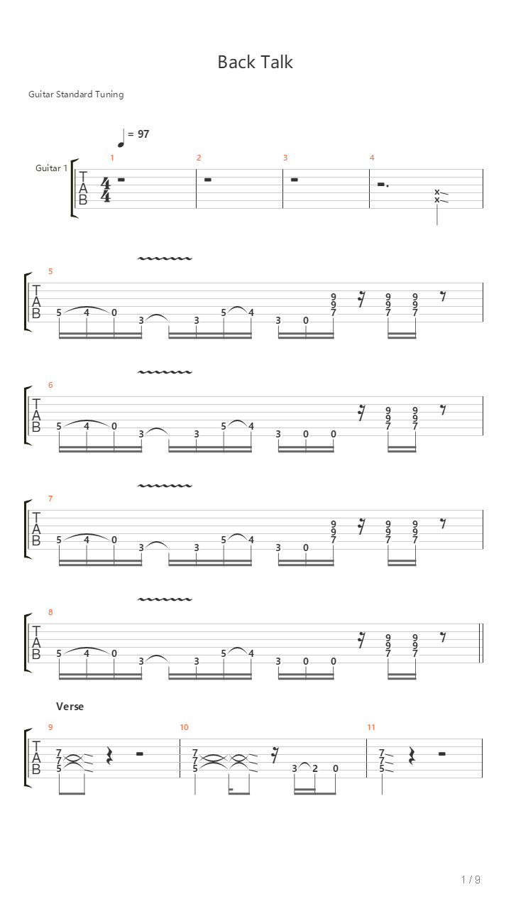 Back Talk吉他谱