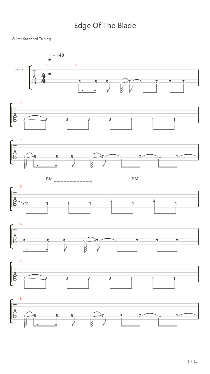 Edge Of The Blade吉他谱