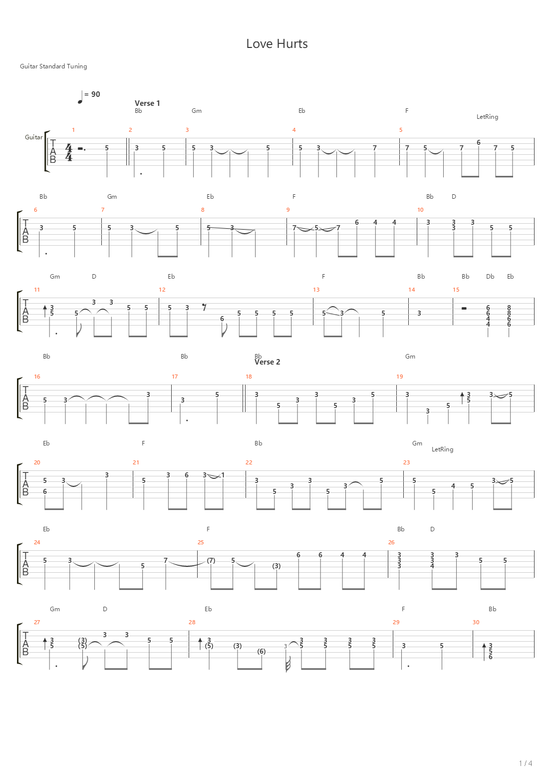 Love Hurts吉他谱