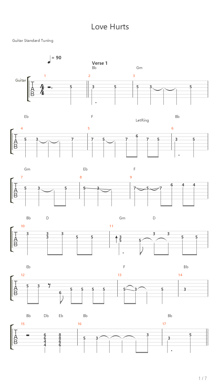 Love Hurts吉他谱
