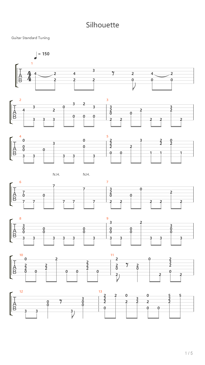 Silhouette吉他谱