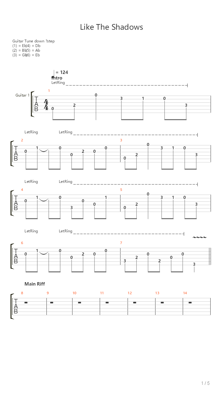 Like The Shadows吉他谱