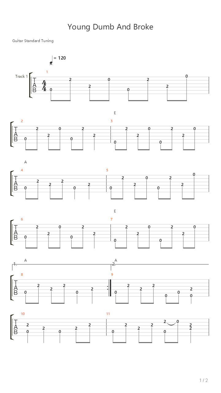 Young Dumb And Broke吉他谱
