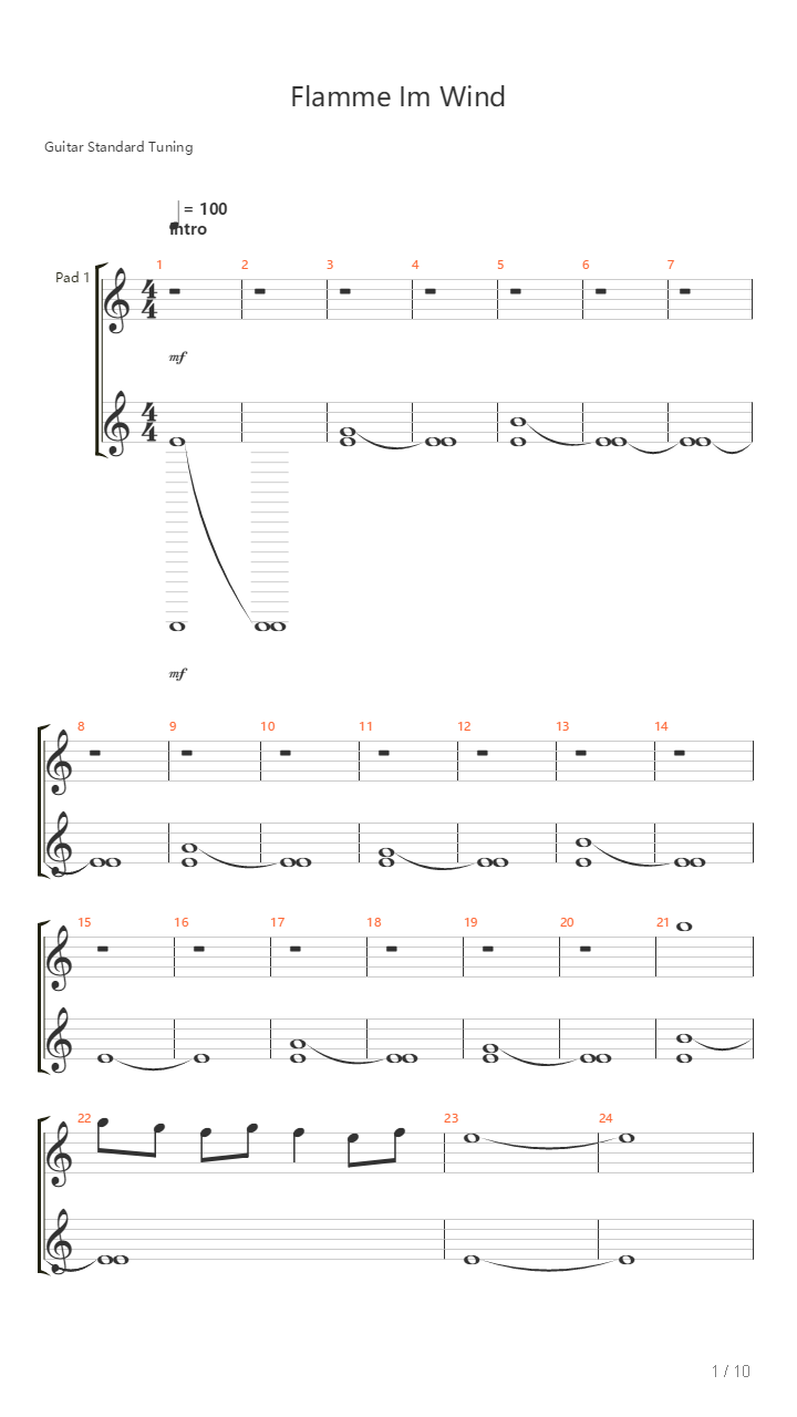 Flamme Im Wind吉他谱