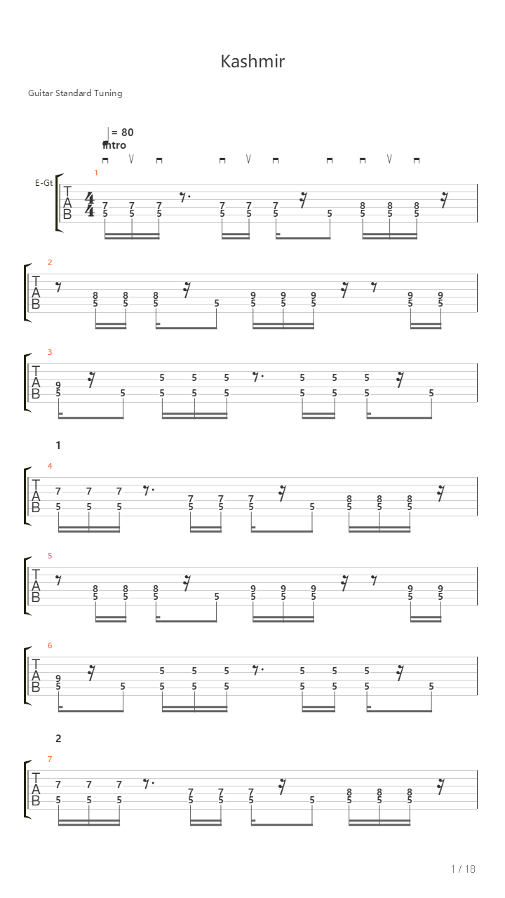 Kashmir吉他谱