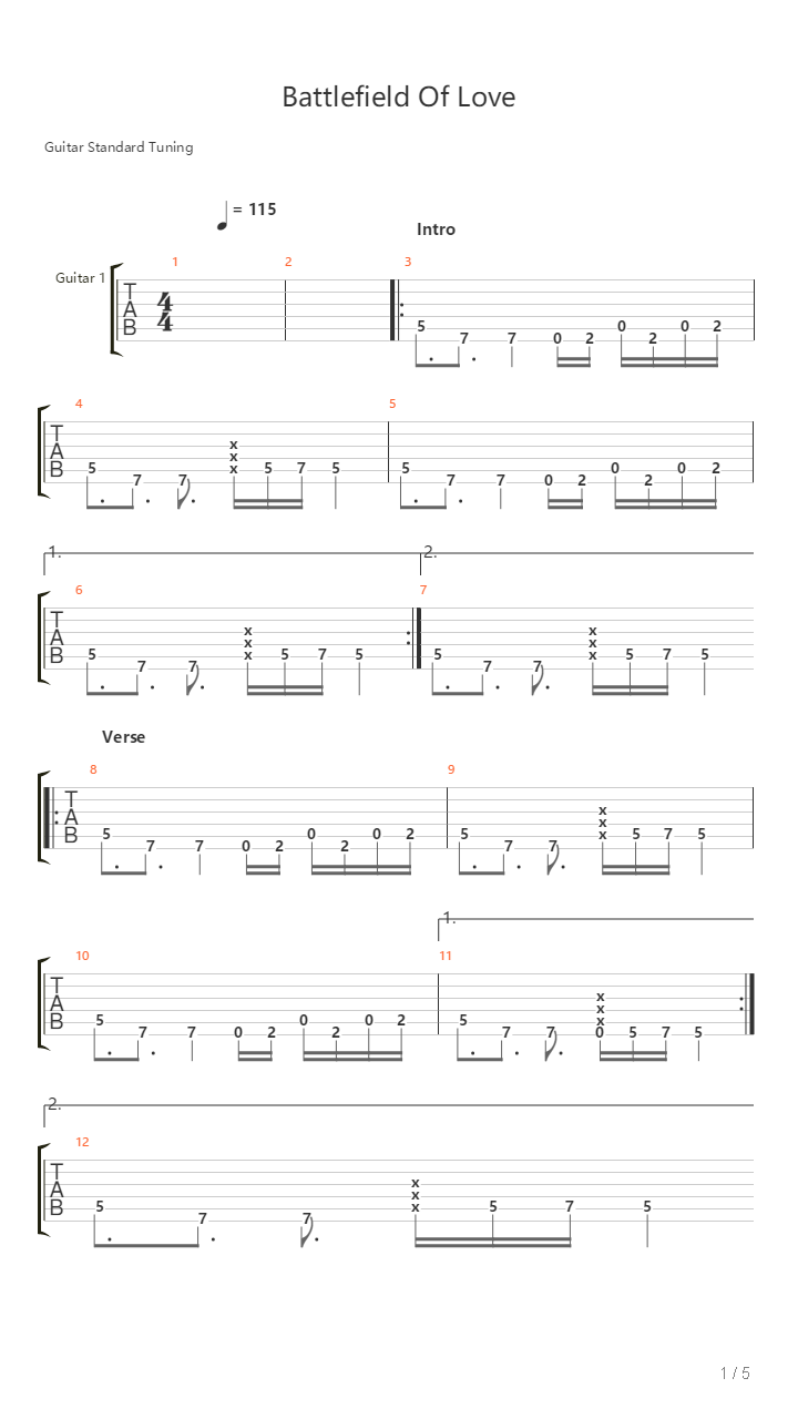 Battlefield Of Love吉他谱