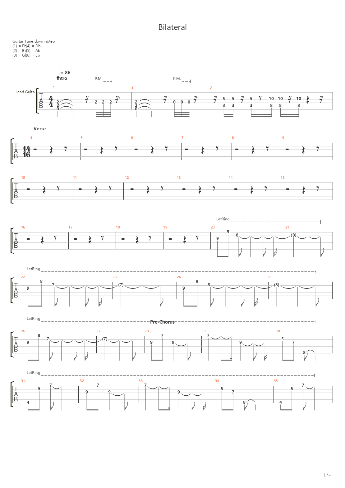 Bilateral吉他谱