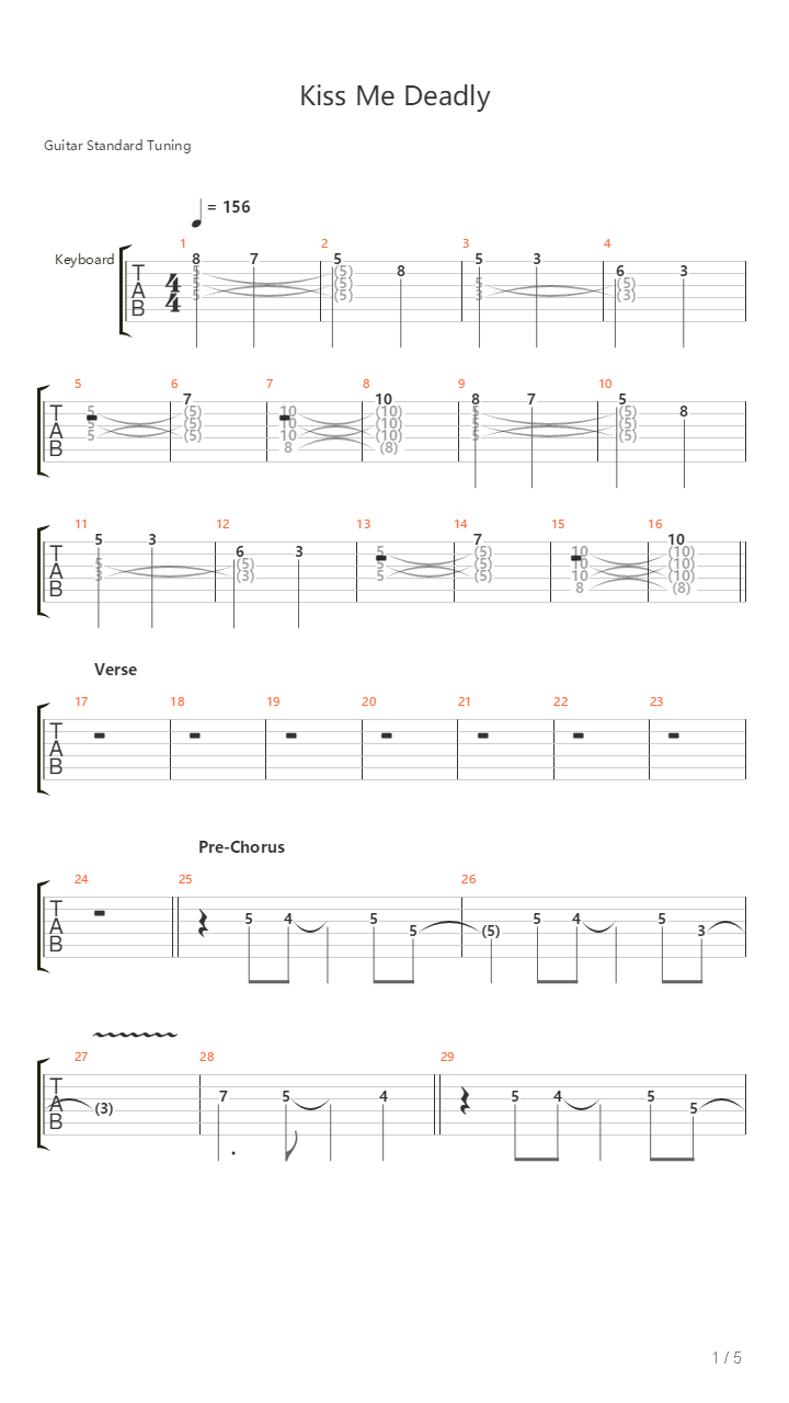 Kiss Me Deadly吉他谱