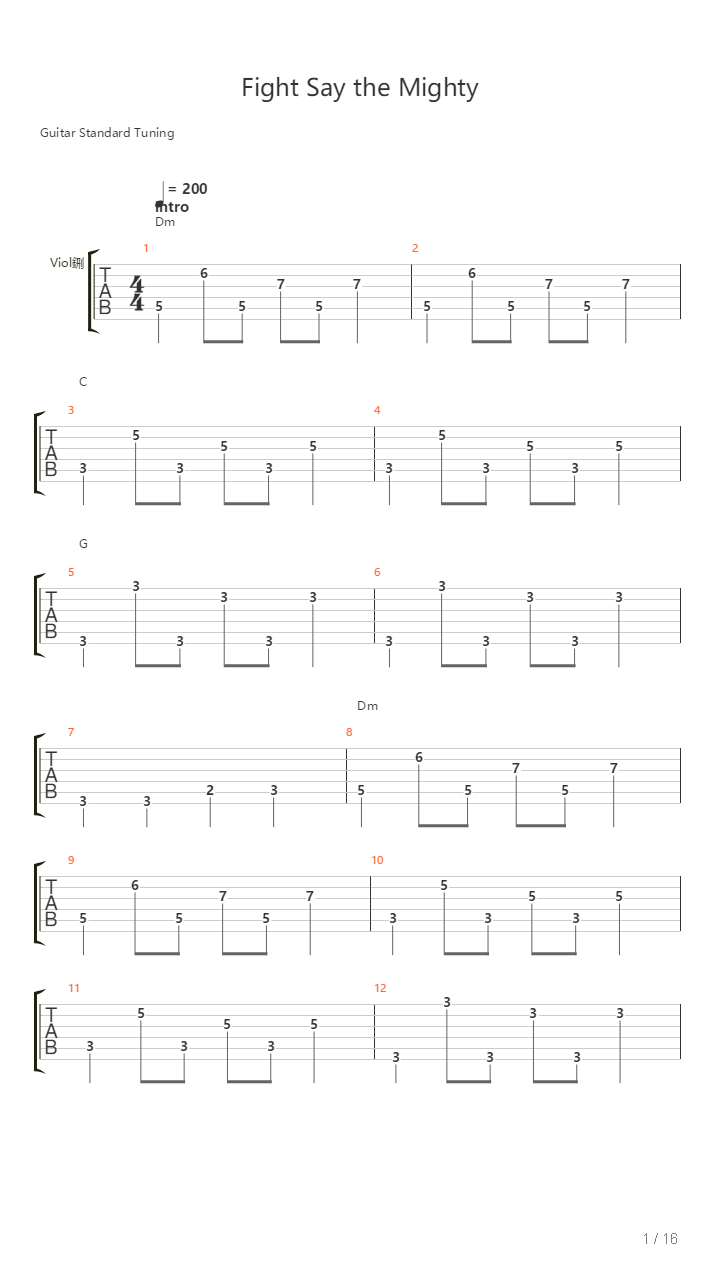 Fight Say The Mighty吉他谱