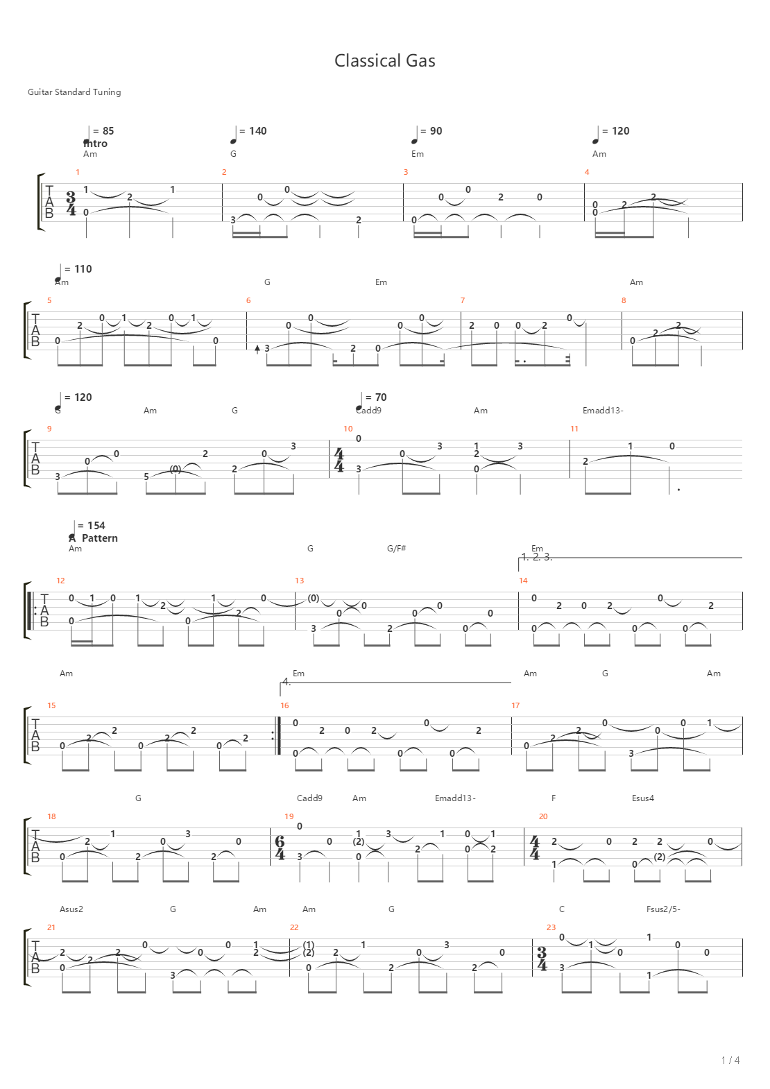 Classical Gas吉他谱