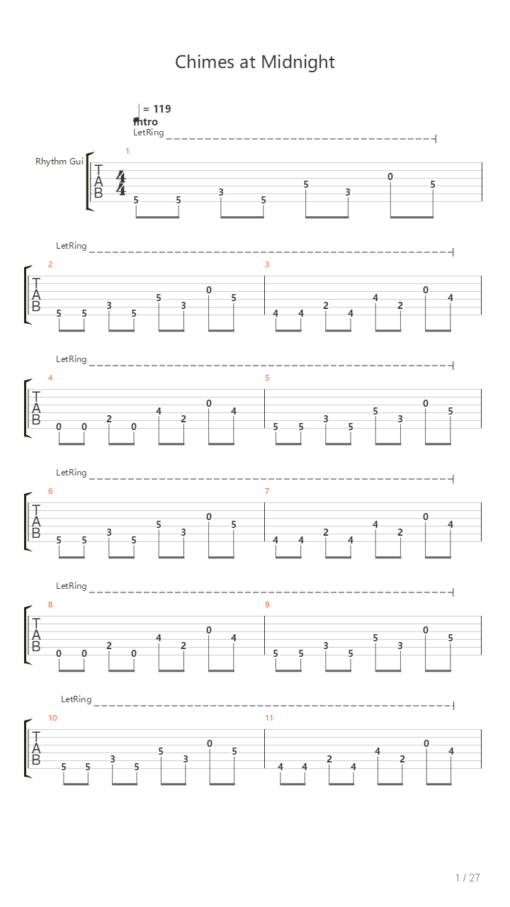 Chimes At Midnight吉他谱