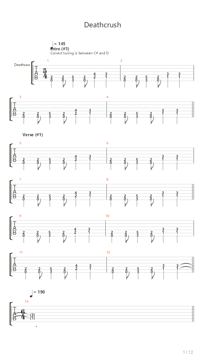 Deathcrush吉他谱
