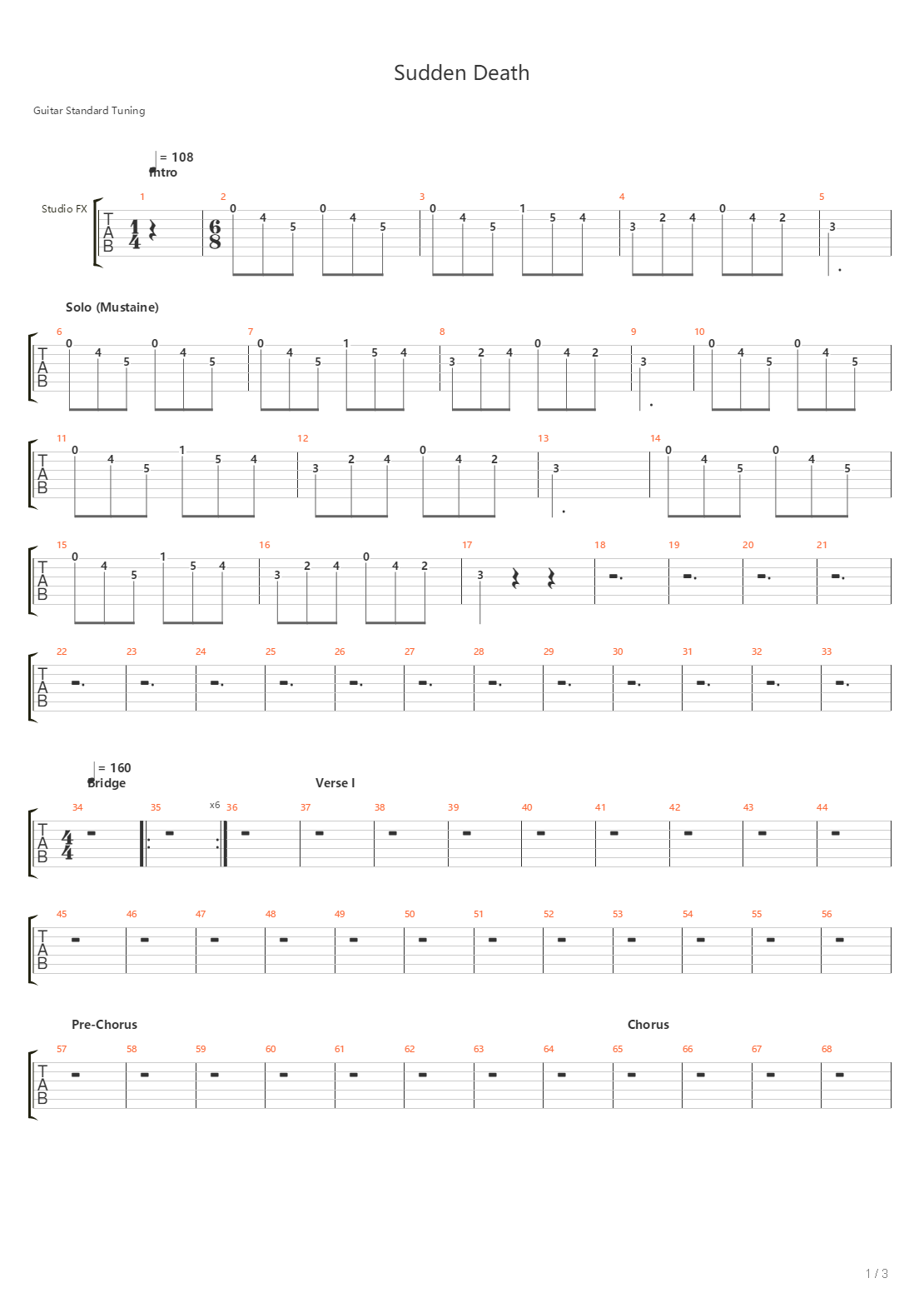 Sudden Death吉他谱