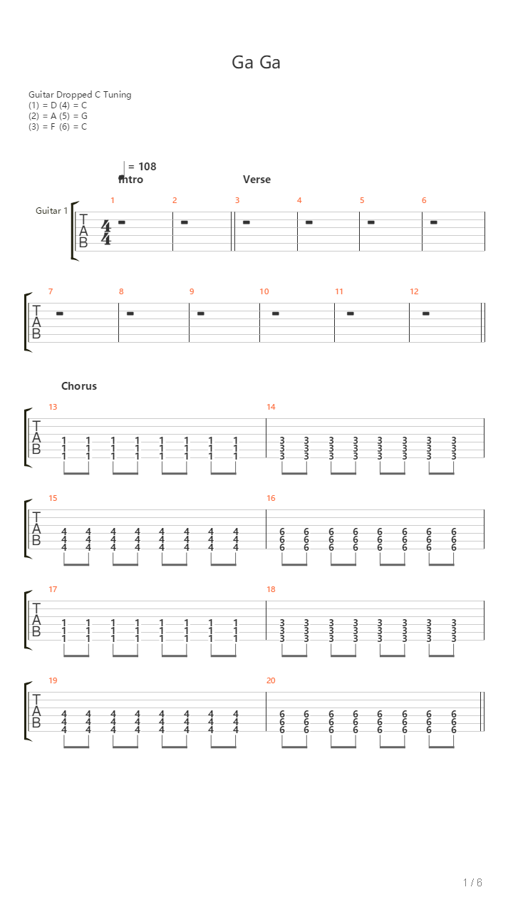 Ga Ga吉他谱