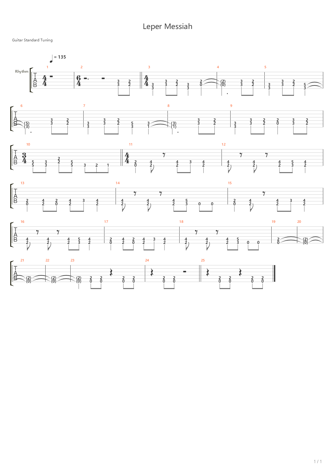 Leper Messiah吉他谱