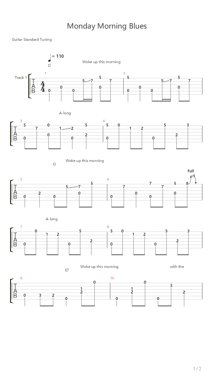 Monday Morning Blues吉他谱
