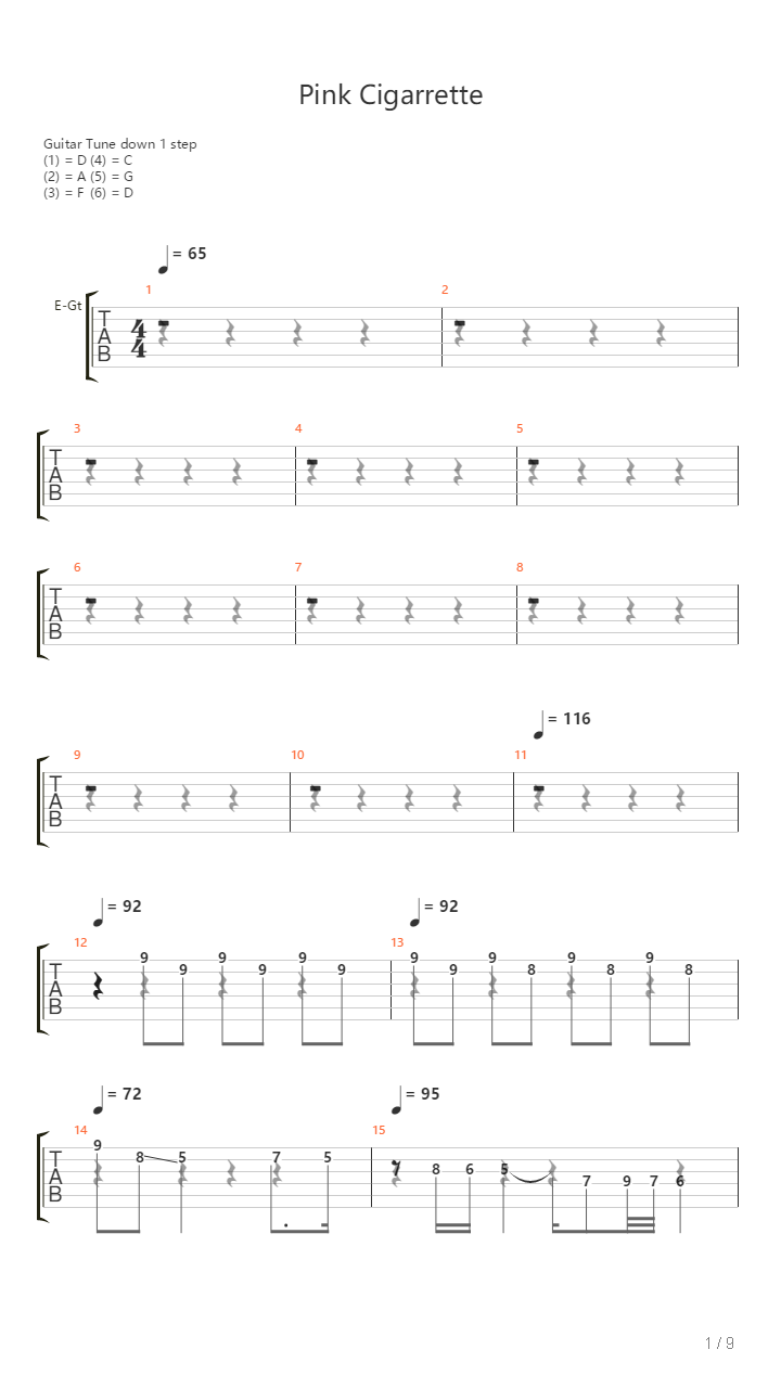 Pink Cigarette吉他谱