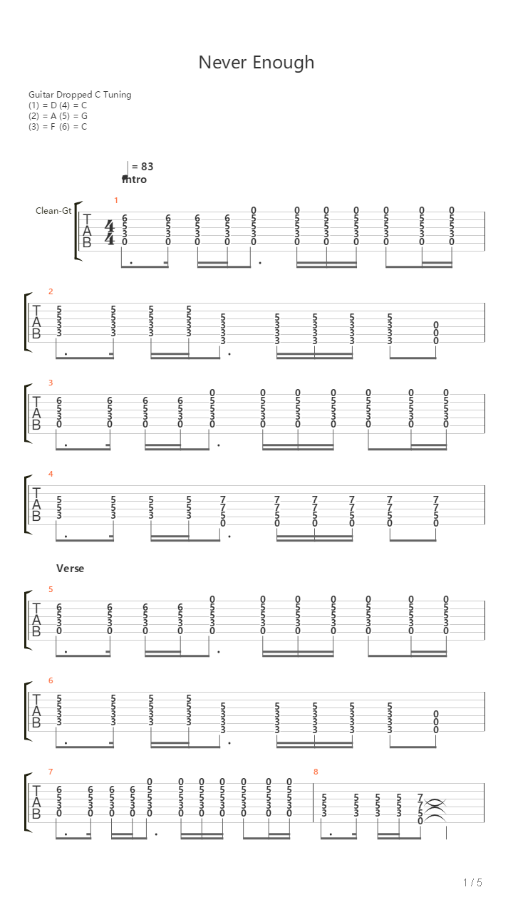 Never Enough吉他谱