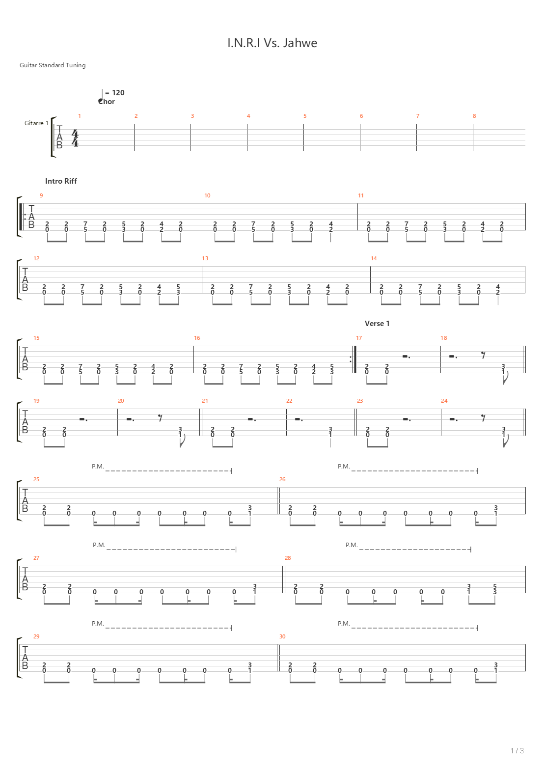 Inri Vs Jahwe吉他谱