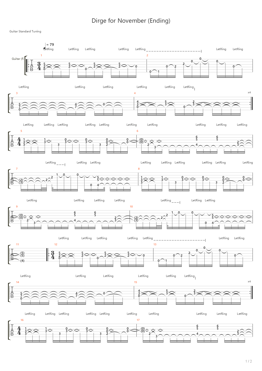 Dirge For November吉他谱