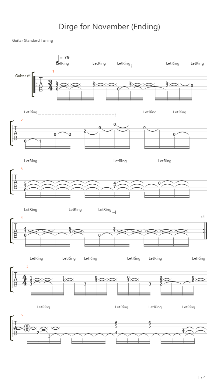 Dirge For November吉他谱
