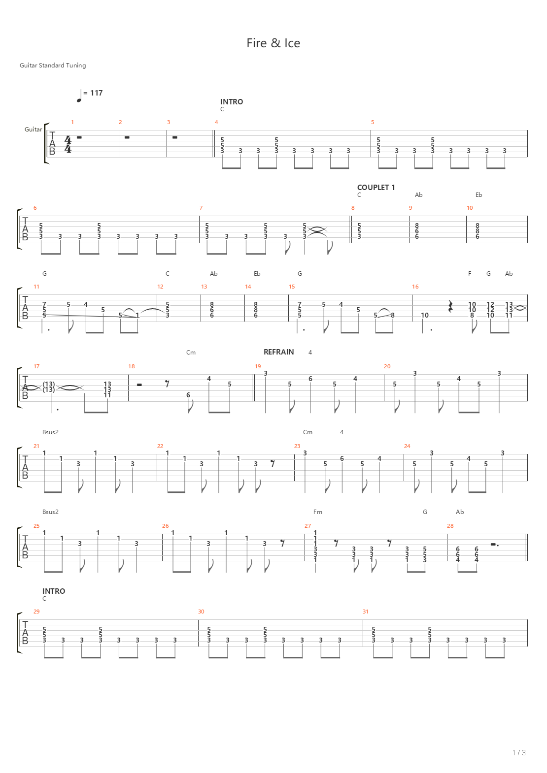 Fire And Ice吉他谱