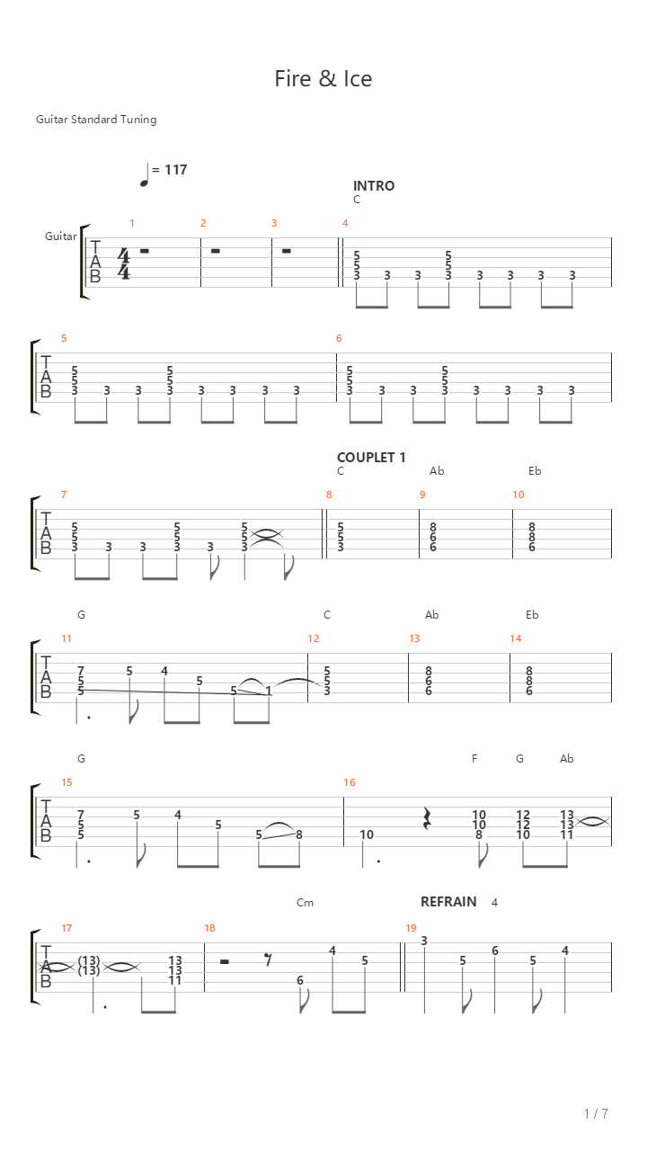Fire And Ice吉他谱