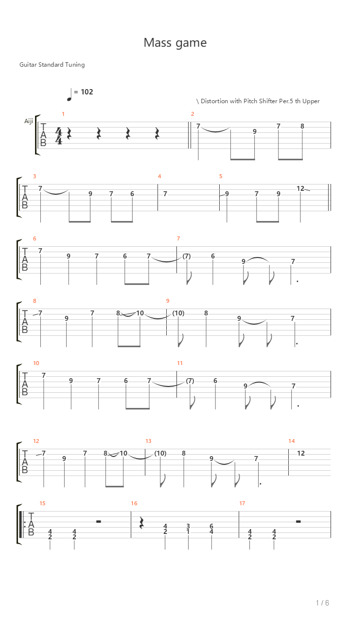 Mass Game吉他谱