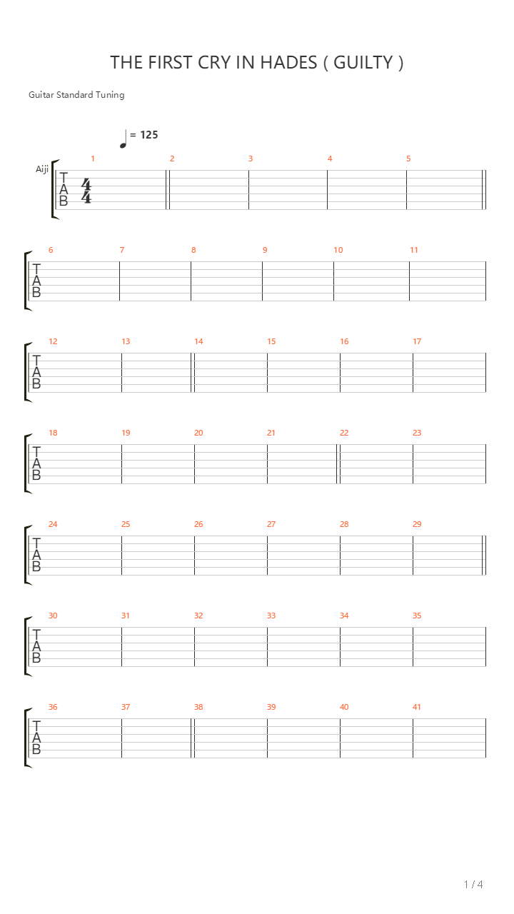 The First Cry In Hades Guilty吉他谱